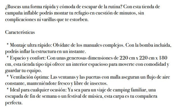 CARPA IMPERMEABLE SM INFLABLE MODELO 8880