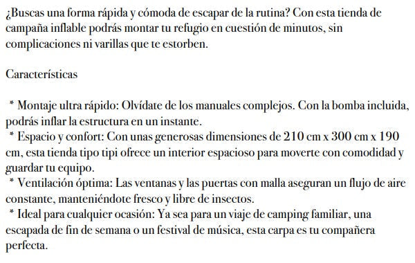 CARPA IMPERMEABLE SM INFLABLE MODELO 8891